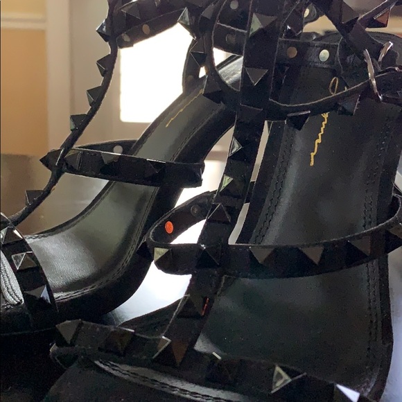 Olivia Black Studded Strappy Heels - Picture 2 of 5